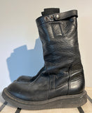 Rick Owens Black Leather Lug Boots Sz 38