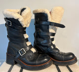 Coach Shearling Moto Boots Size 6.5