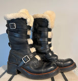 Coach Shearling Moto Boots Size 6.5