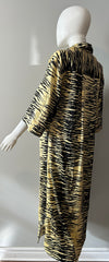 Ganni yellow and black crinkle dress in size XS, showcasing lightweight fabric and bold color pattern for stylish summer wear