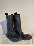 Rick Owens Black Leather Lug Boots Sz 38