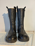 Rick Owens Black Leather Lug Boots Sz 38