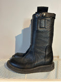 Rick Owens Black Leather Lug Boots Sz 38