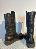 Rick Owens Black Leather Lug Boots Sz 38