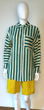 Natalie Martin Jennifer Shirt Thick Stripe Ivory/Green Size S