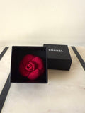 CHANEL Red Jacquard Camellia Brooch P21 NEW
