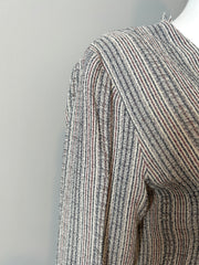 Raquel Allegra grey stripe duster dress in size XS, flowing lightweight fabric with long sleeves and a relaxed fit.