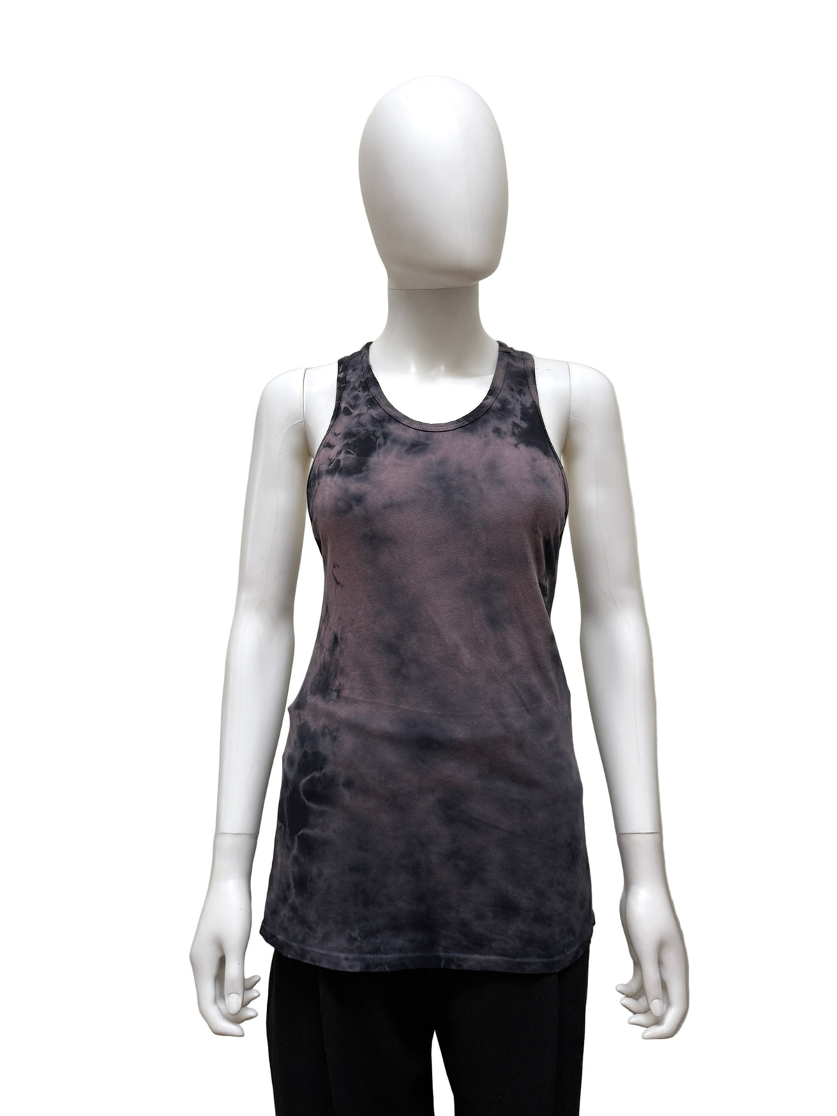 Raquel Allegra cotton tie-dye tank top with sleeveless design and relaxed fit, featuring vibrant blue and white tie-dye pattern.
