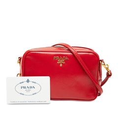 Mini Saffiano Vernice Camera Bag Red - Lab Luxury Resale