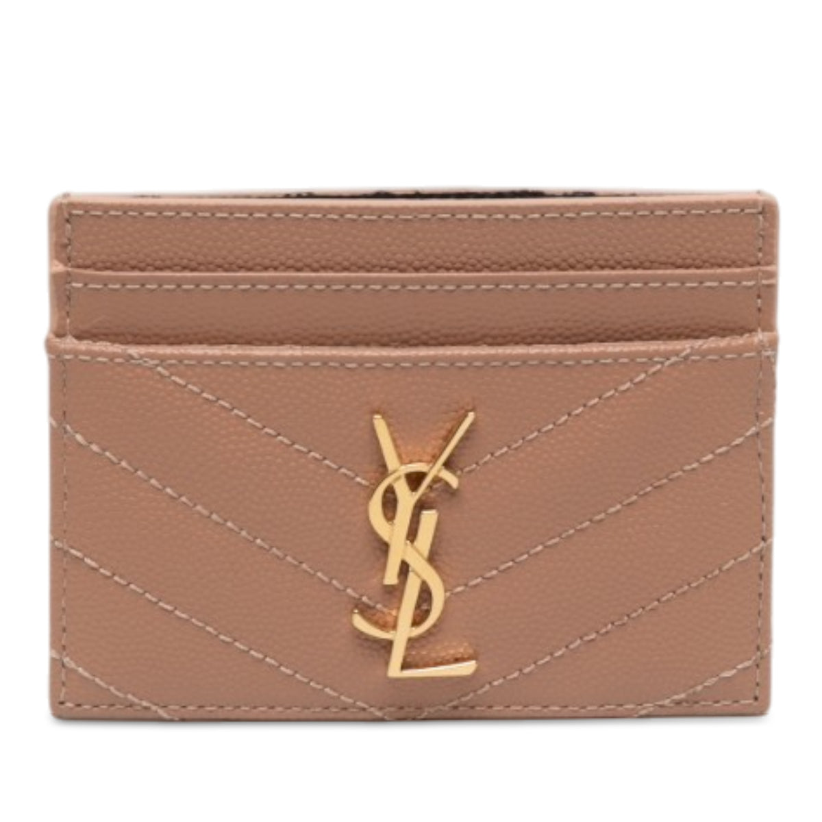 Chevron Grain de Poudre Cassandre Card Holder Brown - Lab Luxury Resale