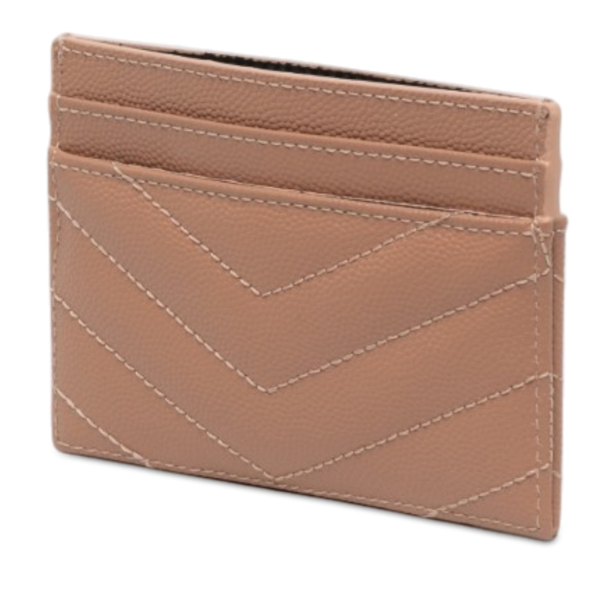 Chevron Grain de Poudre Cassandre Card Holder Brown - Lab Luxury Resale