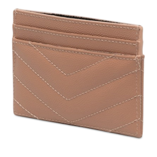 Chevron Grain de Poudre Cassandre Card Holder Brown - Lab Luxury Resale
