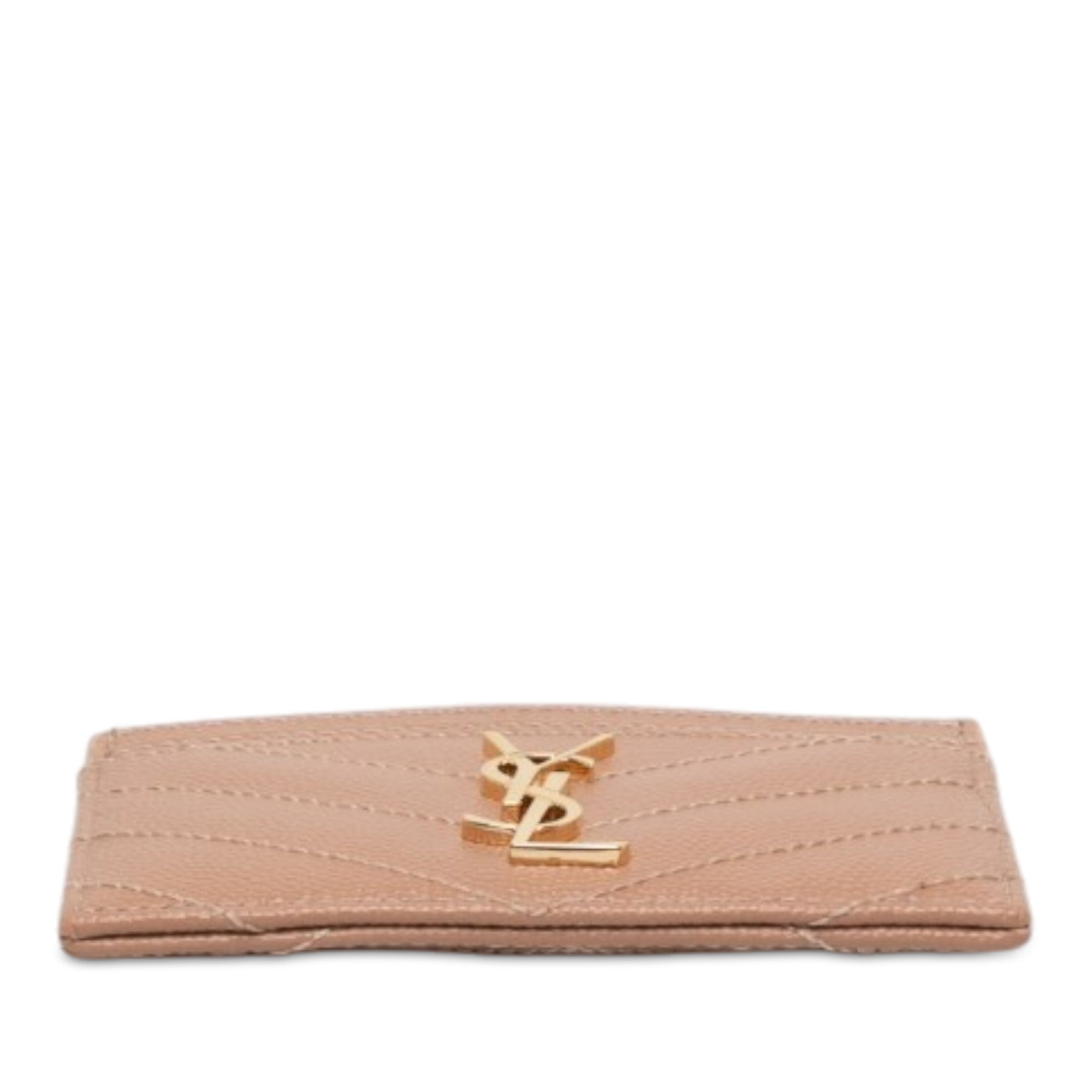 Chevron Grain de Poudre Cassandre Card Holder Brown - Lab Luxury Resale