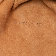 Bottega Veneta Crackled Calfskin The Pouch bag with sleek design and textured crackled leather exterior.