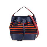 LOEWE Leather and Stripe Canvas Midnight Bucket Blue