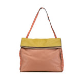 Leather Intrecciato-Trim Palio Fold Over Tote Pink - Lab Luxury Resale