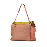 Leather Intrecciato-Trim Palio Fold Over Tote Pink - Lab Luxury Resale