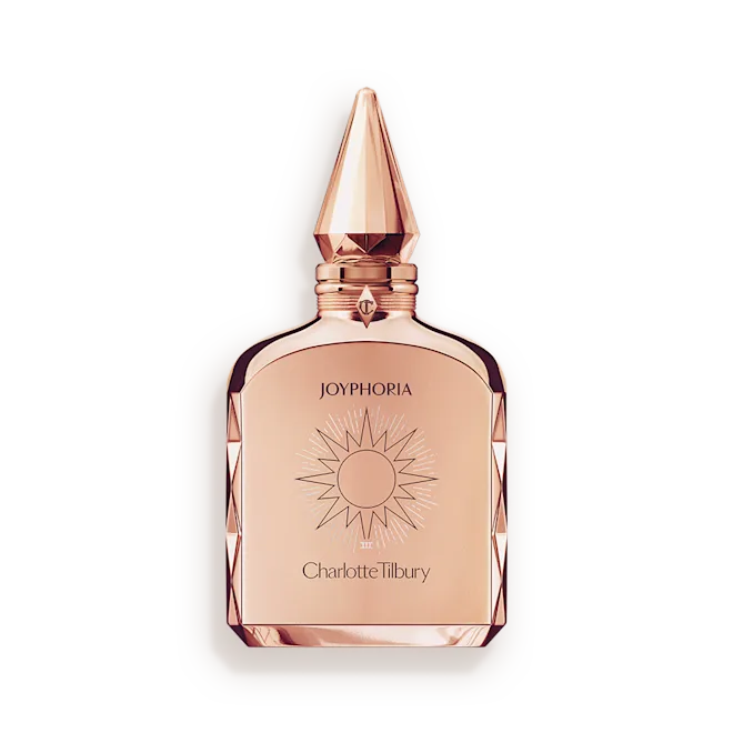 Charlotte Tilbury Joyphoria fragrance 100ml closed packshot box, pink and gold packaging