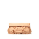 Pleated Satin Flap Clutch Brown - Lab Luxury Resale