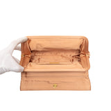 Pleated Satin Flap Clutch Brown - Lab Luxury Resale