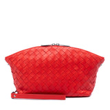 Nappa Intrecciato Wristlet Pouch Red - Lab Luxury Resale