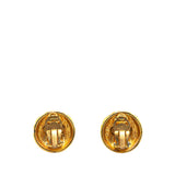 Gold Plated CC Quilted Round Clip on Earrings Gold - Lab Luxury Resale
