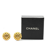 Pre-LovedChanel Gold Plated CC Quilted Round Clip on Earrings