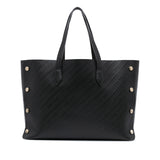 Medium Leather Logo Embossed Bond Tote Black - Lab Luxury Resale