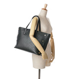 Medium Leather Logo Embossed Bond Tote Black - Lab Luxury Resale