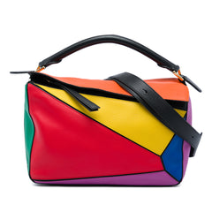 Small Calfskin Rainbow Puzzle Satchel Multi - Lab Luxury Resale