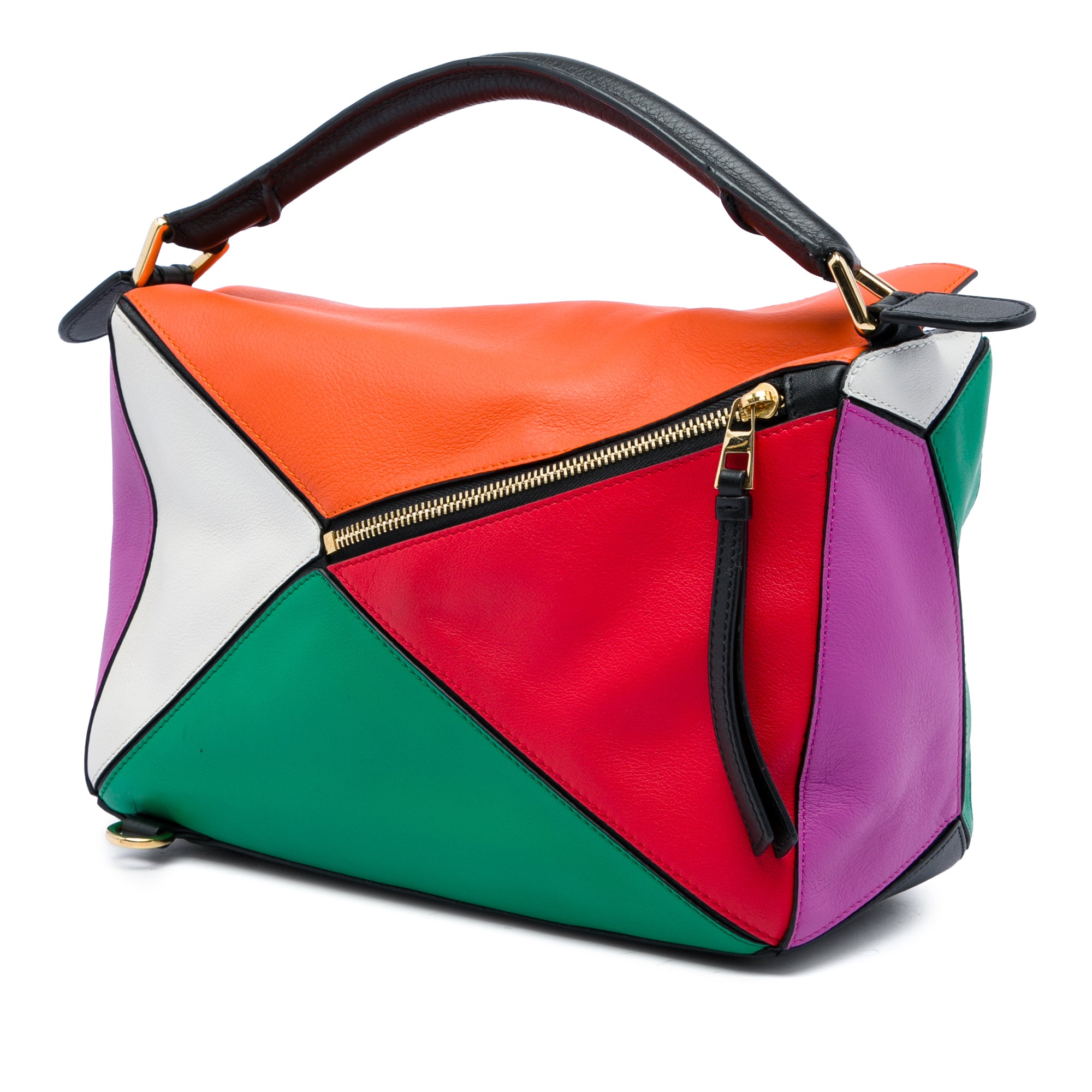 Small Calfskin Rainbow Puzzle Satchel Multi - Lab Luxury Resale