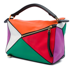 Small Calfskin Rainbow Puzzle Satchel Multi - Lab Luxury Resale