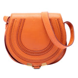 Small Grained Leather Marcie Saddle Crossbody Orange - Lab Luxury Resale