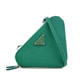 Mini Saffiano Lux Double Triangle Satchel Green - Lab Luxury Resale