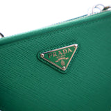 Mini Saffiano Lux Double Triangle Satchel Green - Lab Luxury Resale