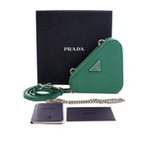 Mini Saffiano Lux Double Triangle Satchel Green - Lab Luxury Resale