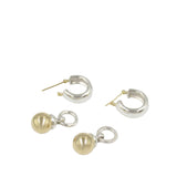 Sterling Silver and 18K Yellow Gold Fascination Ball Dangle Earrings Silver - Lab Luxury Resale