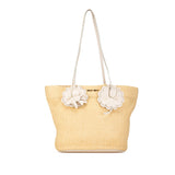 Straw Floral Embellished Tote Brown - Lab Luxury Resale