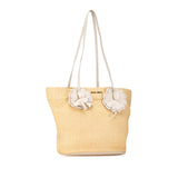 Straw Floral Embellished Tote Brown - Lab Luxury Resale