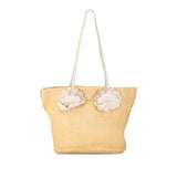 Straw Floral Embellished Tote Brown - Lab Luxury Resale