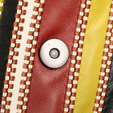 Small Leather Embroidered Stripe Olimpia Shoulder Bag Red - Lab Luxury Resale