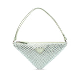 Prada Satin Crystal Embellished Triangle Pouch Green