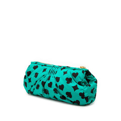 Pleated Nylon Playing Card Print Clutch Blue - Lab Luxury Resale