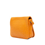 Nappa Intrecciato Flap Crossbody Orange - Lab Luxury Resale