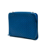 Nappa Intrecciato Zip Around Wallet On Chain Blue - Lab Luxury Resale