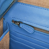 Nappa Intrecciato Zip Around Wallet On Chain Blue - Lab Luxury Resale