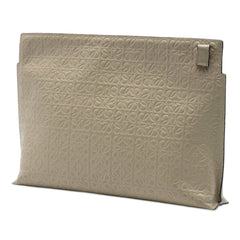 LOEWE Embossed Anagram Leather Repeat T Clutch bag with textured design and sleek finish, showcasing its elegant craftsmanship.