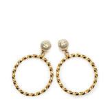 CC Gold Plated Big Hoop Pearl Clip On Earrings Gold - Lab Luxury Resale