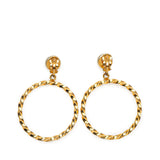CC Gold Plated Big Hoop Pearl Clip On Earrings Gold - Lab Luxury Resale