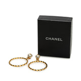 Pre-Owned Chanel CC Gold Plated Big Hoop Pearl Clip On Earrings